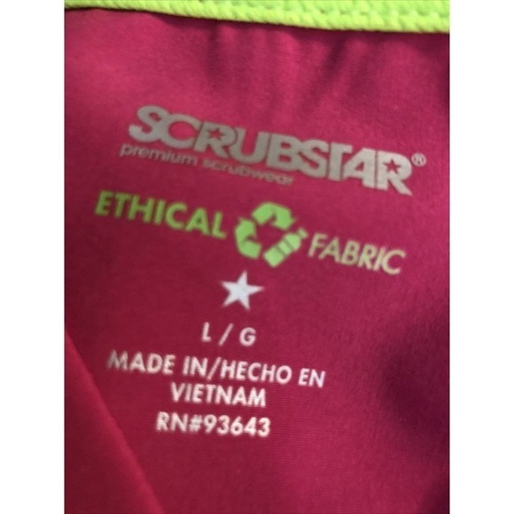ScrubStar Women’s sz L Wild Raspberry Active V-Neck Nurse Medical Scrub Top NWT - Picture 6 of 7